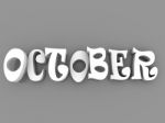 October Sign With Colour Black And White. 3d Paper Illustration Stock Photo