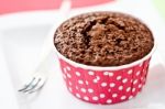 Brownie In Red Cup Stock Photo