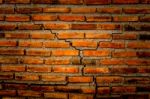 The Crack Wall From Brick And Brick Background, Red Crack Brick And Pattern Of Crack Brick Wall Background Stock Photo