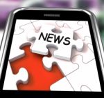 News Smartphone Means Online Updates And Headlines Stock Photo