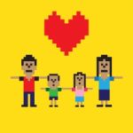 Pixel Art Happy Family Stock Photo