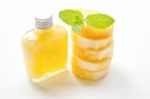 Fresh Pineapple  Juice On White, Healthy Vitamin Drink Stock Photo