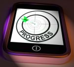 Progress Smartphone Displays Advancement Improvement And Goals Stock Photo