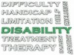 3d Image Disability Issues Concept Word Cloud Background Stock Photo