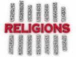 3d Image Major Religions Of The World Issues Concept Word Cloud Stock Photo
