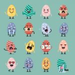 Easter Egg Character Emoji Set Stock Photo