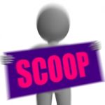 Scoop Sign Character Displays Gossipmonger Or Intimate Tatter Stock Photo