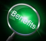 Benefits Magnifier Represents Search Pay And Magnification Stock Photo