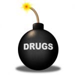 Drugs Warning Indicates Cocaine Bomb And Hazard Stock Photo