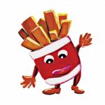 Painting French Fries Man Character Stock Photo