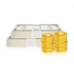 Dollar Coins And Currency Stock Photo