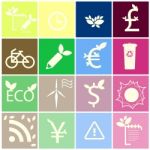 Set Icon With Eco Plant Stock Photo