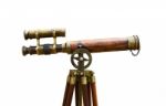 Antique Brass Telescope Stock Photo