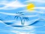 Tropical Island Represents Palm Tree And Background Stock Photo