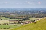 People Waking  Over The Rolling Sussex Countryside Near Brighton Stock Photo