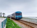 Faro, Southern Algarve/portugal - March 7 :train Approaching Far Stock Photo