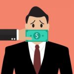 Businessman With Dollar Banknote Taped To Mouth Stock Photo