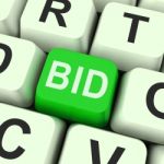 Bid Key Shows Online Auction Or Bidding Stock Photo