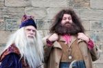 Hagrid And Dumbledore Performing At Alnwick Castle Stock Photo