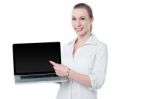 Check Out Brand New Laptop In Market For Sale Stock Photo