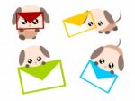 Cartoon Dog With E-mail Illustration Stock Photo