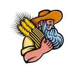 Wheat Grain Farmer With Beard Mascot Stock Photo
