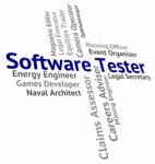 Software Tester Indicating Scrutinizer Programming And Recruitment Stock Photo