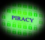 Piracy Copyright Indicates Protect Registered And Trademark Stock Photo