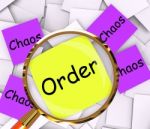 Order Chaos Post-it Papers Show Organized Or Confused Stock Photo