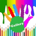 Kids Gallery Shows Paint Colors And Artwork Stock Photo