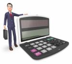Calculator Businessman Indicates Executive Calculation And Entre Stock Photo