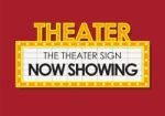 Theater Glowing Retro Cinema Sign Stock Photo