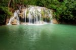 Erawan Waterfall In The Spring Stock Photo