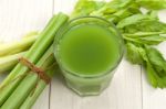 Green Juice With Celery Stock Photo