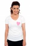 Woman Heart Shape On Shirt Stock Photo