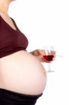 Pregnant Lady With Wine Cigarette Stock Photo