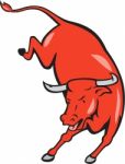 Texas Longhorn Red Bull Jumping Cartoon Stock Photo