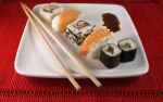 Chopsticks And Sushi Stock Photo