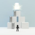 Person With Ladder Lean Box Stock Photo