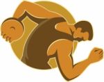 Discus Thrower Throwing Side Retro Stock Photo