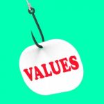 Values On Hook Means Ethical Values Or Morality Stock Photo