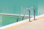 Left Side Stair Bar Arm Of Swimming Pool Stock Photo