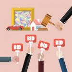 Auction Concept In Flat Style Stock Photo