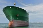Green Cargo Ship Stock Photo