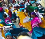 Dancers At A Parade, Quito's Day, Ecuador Stock Photo