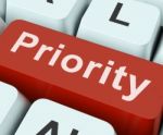 Priority Key Means Greater Importance Or Primacy Stock Photo