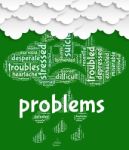 Problems Word Shows Stumbling Block And Complication Stock Photo