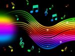 Rainbow Music Background Means Colorful Lines And Melody Stock Photo