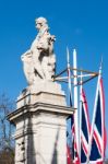 Statue Representing West Africa Outside Buckingham Palace In Lon Stock Photo