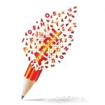 Creative Pencil Broken Streaming With Text April Illustration Ve Stock Photo